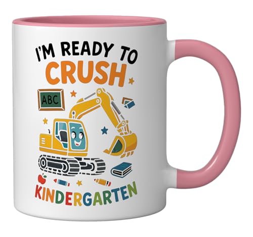 Taza de cerámica para jardín de infantes, 11 oz, rosa/blanco miniatura 2