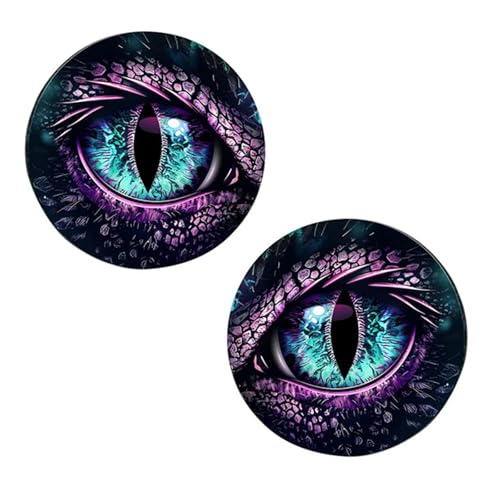 Image of 2 PCS Car Beast Eyes Decals, 3D Stereo Beast Eyes Stickers, Waterproof J-eep Round Light Decal, Cool Beast Eyes Light Decoration Stickers, Suitable for Wrangler and Most Cars (Perple Eyes)