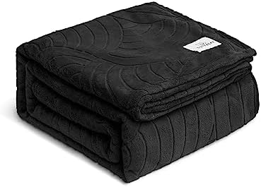 SOFTBEAR Black Twin Blanket Flannel Fleece Semi-Circular Pattern, Soft, Fluffy, Plush and Warm Blanket for Bed, Couch, Sofa, Camping