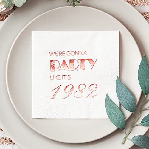 Crisky NPK038-1980GONNAPARTY-ROSEGOLD-50 40Th Birthday Cocktail Napkins Rose Gold thumb #2
