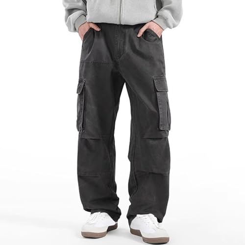 Mens Baggy Cargo Pants Casual Loose Fit Elastic Waist Cotton Cargo Pants Outdoor Streetwear Y2K Pants with Pockets4