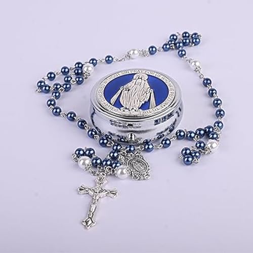 CEPRICO Catholic Pearl Cross Rosary Necklace — 6mm Glass Beads & 8 Mm Our Father Beads w/Caps, Miraculous Jewelry Box – Perfect Religious Gift for Women, Men — Ideal for Baptism, Prayer, Devotion4