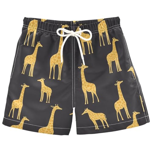 Pigsaly Boys Swim Trunks Cute Yellow Giraffe Toddler Beach Board Shorts Baby Summer Bathing Suit 4T