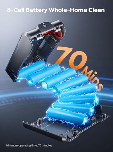 Image of Cordless Vacuum Cleaner, 55KPA 650W 70Mins Stick Vacuum Cleaners for Home with Motorized Bed Brush, Flexible Hose, LED Touchscreen, Auto Mode, Self-Standing & Wall Mount, for Pet Hair Carpet Floor