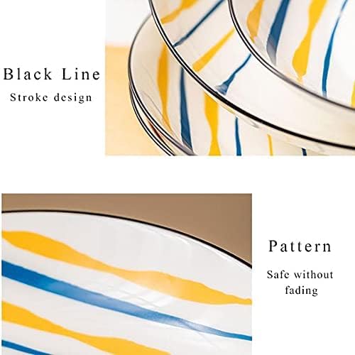 Talerze ceramiczne, zestaw 6 sztuk, okrągłe talerze do makaronu, stek, przystawki, nadają się do kuchenki mikrofalowej i zmywarki, 6 szt. 7 cali