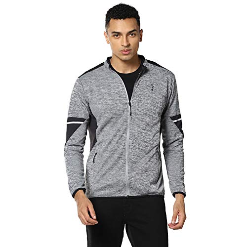Image of CAHOOT Men's Heathered Activewear Jacket With Contrast Detail For Casual Wear | Hooded Neck | Long Sleeve | Zipper Closure | Polyester Jacket Crafted With Comfort Fit For Everyday Wear
