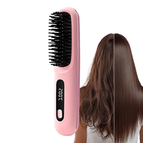 Peigne à lisser plat rechargeable brosse lissante sans fil pour cheveux de salon
