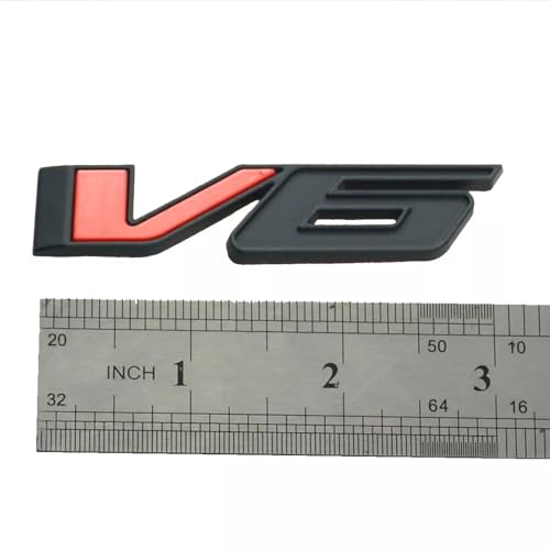 Image of 1pc V6 Emblem Fit for 2017-2021 Truck Badge 3D Nameplate Sticker 23349280 (Matte Black Red)