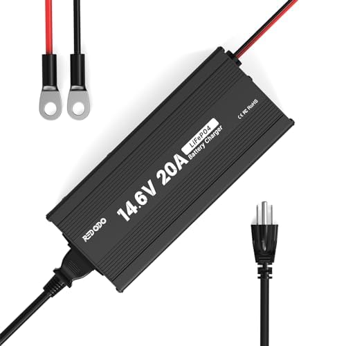 Redodo 14,6V 20A Caricabatterie Lifepo4 per Batterie Litio Ferro Fosfato, Carica Veloce, Alta Efficienza di Carica, Progettato per Caricare Batterie LiFePO4 a Ciclo Profondo