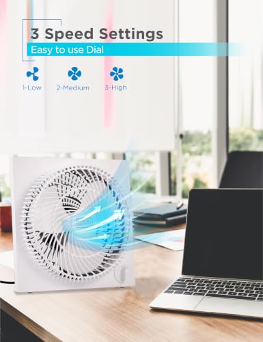 BLACK+DECKER 9-Inch Frameless Box Fan, 3-Speed Settings, BFB09W, White - image 3