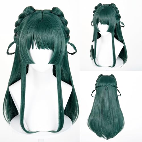Probeauty Maomao Cosplay Wig, Long Dark Green Wigs with Braids for Anime Costume Halloween Party