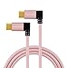 USB-C to USB-C Cable Right Angle, CableCreation 4ft Dual 90 Degree USB Type C Braided Cable, Compatible MacBook(Pro), Nintendo Switch, Huawei P9 Type C Devices,1.2M/Rose Gold with Aluminum Case