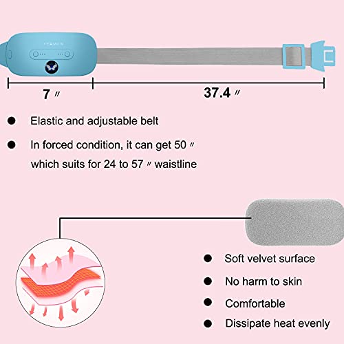 Image of Portable Cordless Fast Heating Pad, Electric Waist Belt Device with 3 Heat Levels and 3 Massage Modes, Back or Belly Heating Pad for Women and Girl