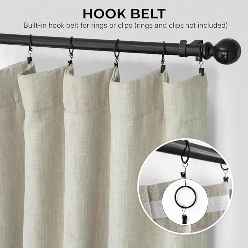 Image of HPD Half Price Drapes - Faux Linen Curtains for Living Room (2 Panels) - 50W X 108L - Textured Room Darkening Curtains for Bedroom 108 Inches Long - Drapes for Home Decor, Oatmeal