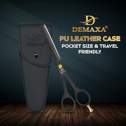 Image of Thinning Shears for Hair Cutting - DEMAXA Hair Thinning Scissors Professional Barber's Texturizing Shears for Salon & Home Use - 6.5-inch Black High Carbon Stainless Steel Thinning Sheers