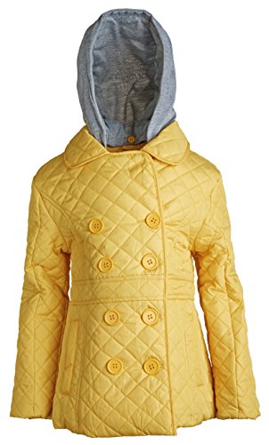 Urban Republic Little Girls Padded Quilted Spring Jacket with Detachable Hood - Yellow (Size 4T)