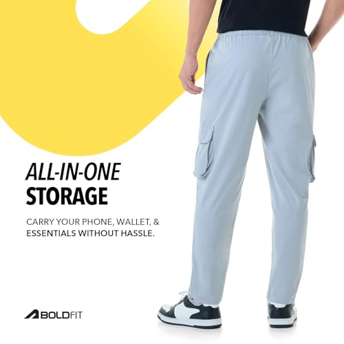 Image of Boldfit Cargo Pants for Men- Versatile Gym Track Pants for Man, Durable & Stylish with Multiple Pockets and Adjustable Fit for Everyday Joggers for Men & Outdoor Wear