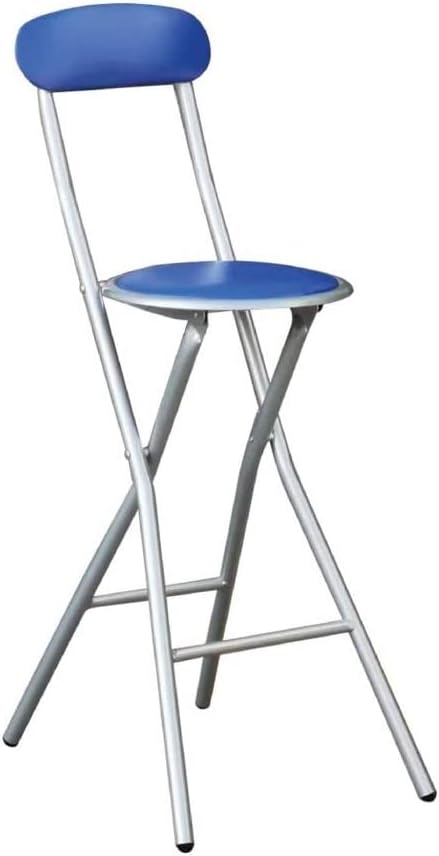 Colourful Folding Breakfast Round Padded Bar High Chair Stool Kitchen Garden Party Office Stool Seat Free Standing Caravan Camping Easy Folding Chair Bench (Blue)