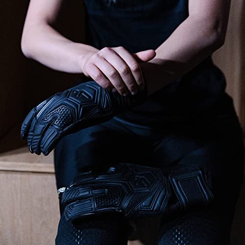 Storelli Gladiator Contender Goalkeeper Gloves | Soccer Goalie Gloves With Finger Spines | Enhanced Finger And Hand Protection | Black | Size 7 #TOP3