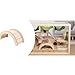 Syyavrrta Hamster Wooden Bridge and Shelter for Small Animal Hideout, Wooden Climbing and Hiding House with Arched Design