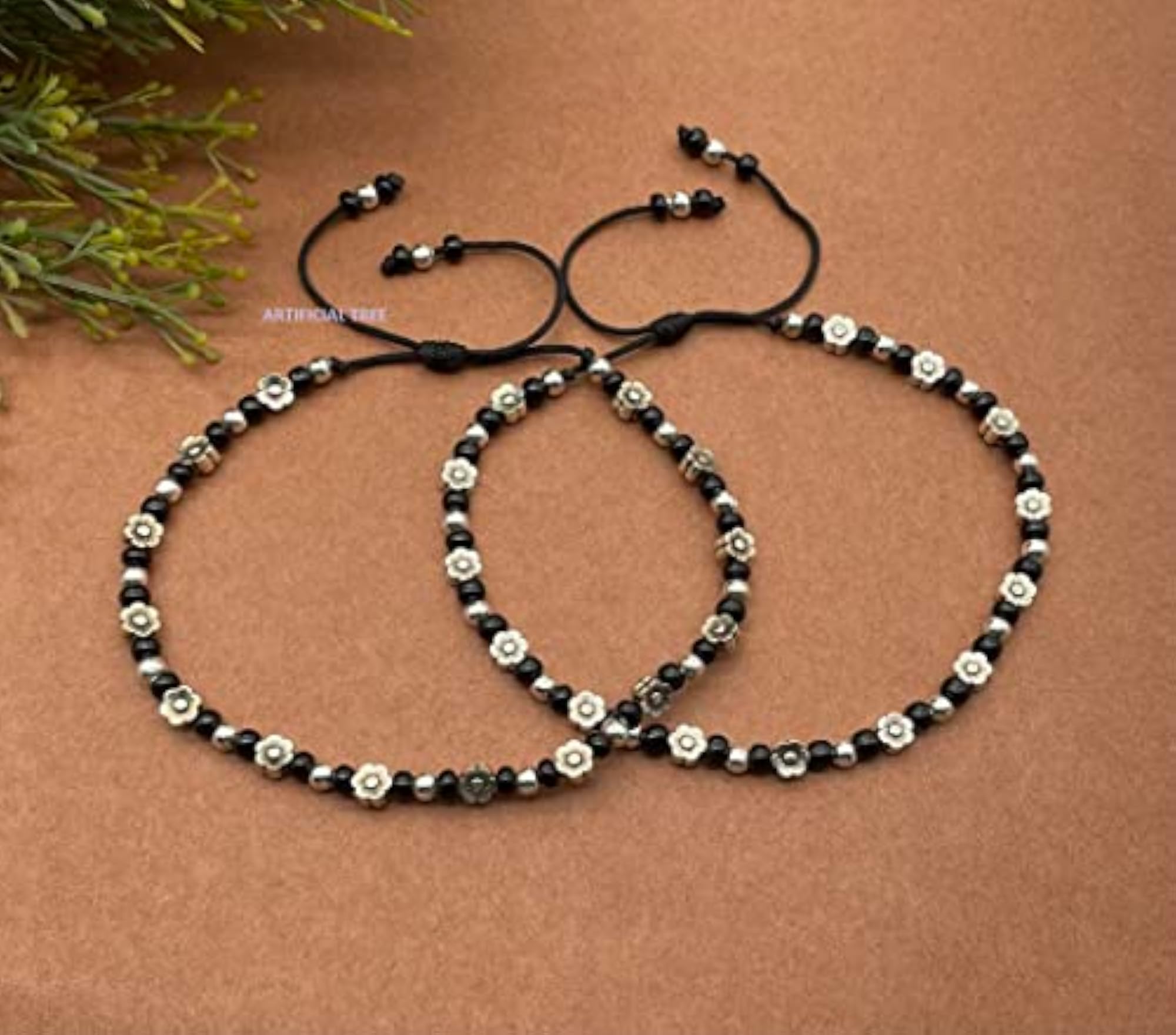 German Silver FLOWER Charms Anklets for Nazar Battu