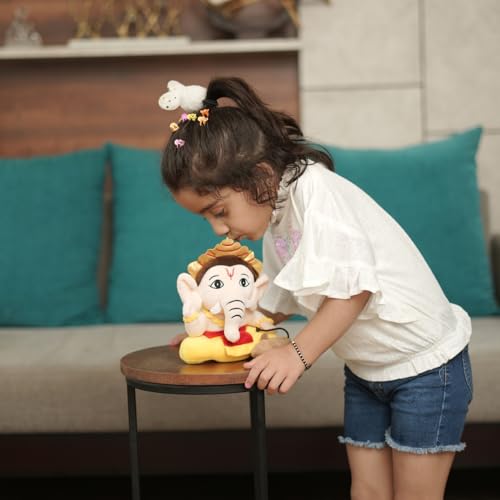 Panda's Box Mantra Chanting Baby Ganesha | Interactive Musical Soft Stuffed Plush Toy | Non-Toxic, Safe | Best Birthday Gift for Newborn Kids (Boys, Girls) | Small - 20 CM