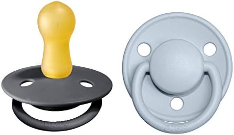 BIBS De Lux Soother 2-Pack, BPA Free Dummy Pacifier, Round Nipple. Natural Rubber Latex, Size 2 (6-18 Months), Blush Night / Vanilla Night