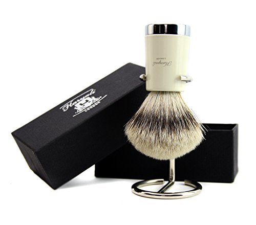 Harryali London Silver Tip Badger Hair Shaving Brush with Stand for Wet Shave