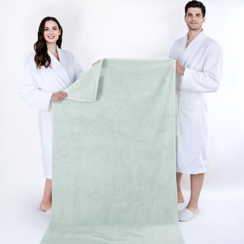 Image of Cotton Paradise 100% Cotton Turkish Towel Set, Soft Absorbent Quick Dry, 2 Piece 35x70 Bath Sheet Set, Mint Green