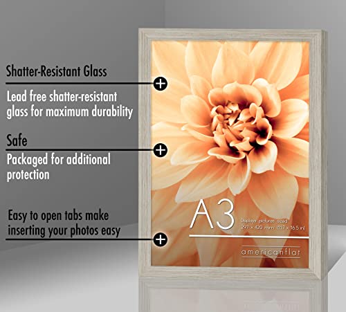 Americanflat A3DWOOD A3 Picture Frame With Shatter-Resistant Glass - 11.7X16.5 Frame With Engineered Wood - Signature Collection - A3 Frame For Wall Display - Driftwood thumb #3