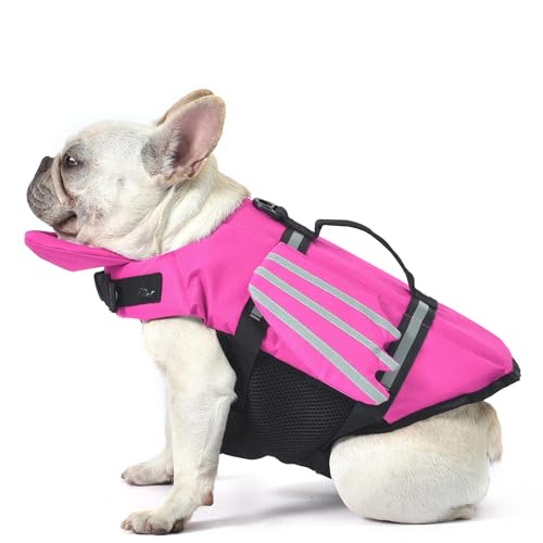 Petglad Dog Life Jacket, Cute Wings Adjustable Dog Life Vest with Chin Float and Handle for Swimming Boating Reflective High Buoyancy Swim Float Vest for Small Medium Large Dogs (Pink, XS)