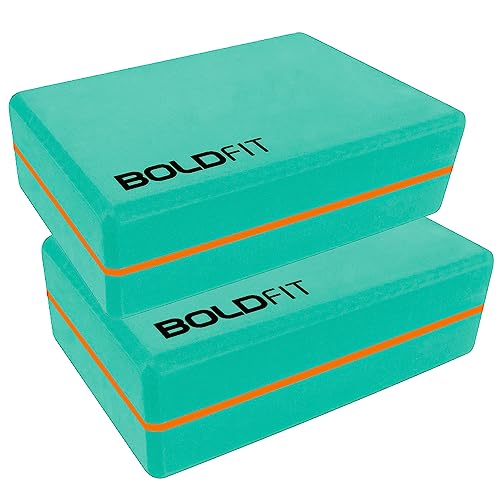 Image of Boldfit High Density Foam Yoga Block (Pack of 2) - for Stretching, Balancing Poses, Exercise and Fitness - Premium Brick for Women & Men - Green