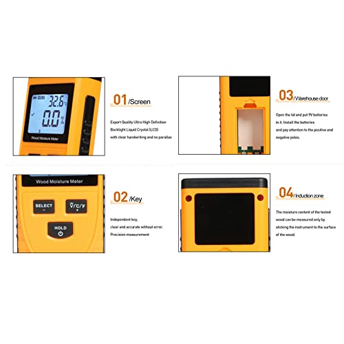 Medidor de umidade de madeira, detector digital de umidade de madeira com visor LCD, detector de umi