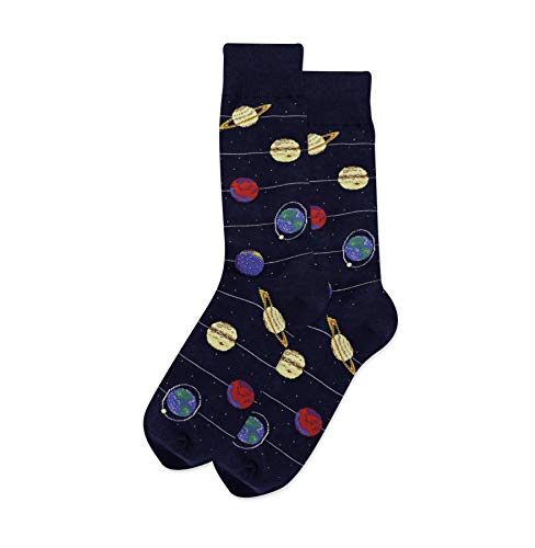 Hot Sox Men's Glow In the Dark Socks, Navy Solar System, Men's 6-12 Shoe