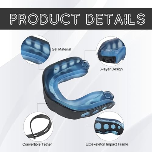 2 Stück Mundschutz Fußball, Sport Zahnschutz, Sport Mundschutz mit Gürtel, Sportmundschutz, Athletics Mundschutz mit Gürtel für American Football, Kampfsport, Boxen, Kickboxen,