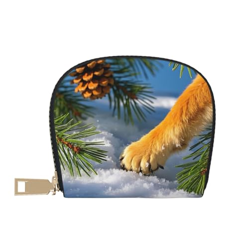 Paws in the Pines Print Credit Card Holder, PU Leather Small Card Bag Wallets with Zipper for Women Men id Business Card2
