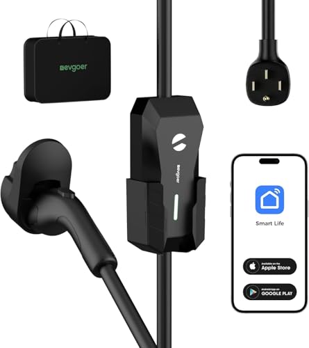 EG evgoer 32A Level 2 EV Charger with Smart APP Control & 25FT Cable - NEMA 14-50P Plug, Portable...