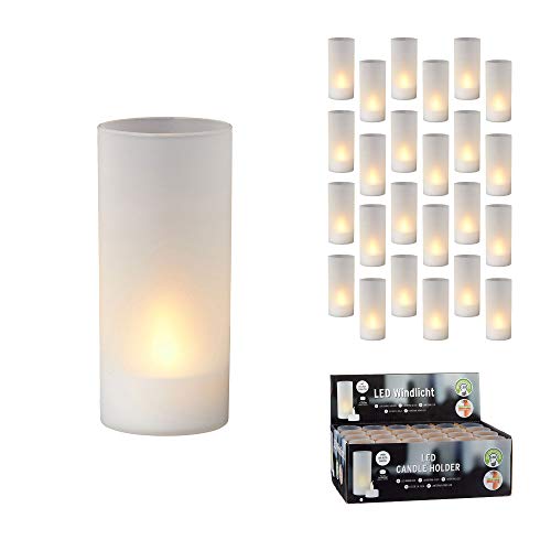 Cepewa Photophore LED blanc décoratif pour le jardin, le salon, le salon, les bougies chauffe-plat (24 photophores LED)