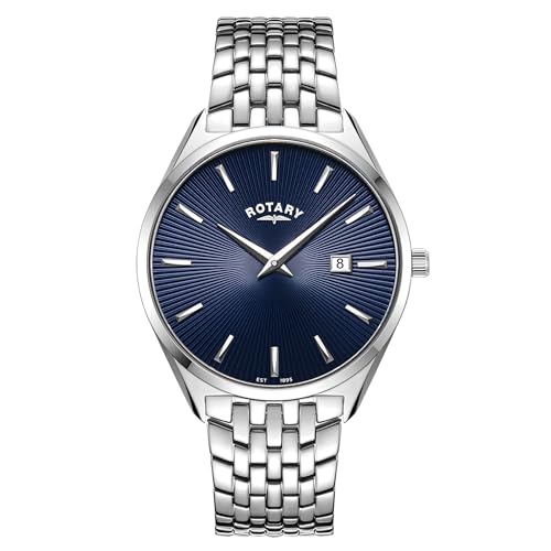 Rotary Men's Ultra Slim Stainless Steel Bracelet Quartz Watch with Deployment Clasp GB08010/05