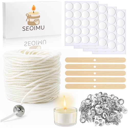 230ft Candle Wicks Kit with Metal Sustainers & Wooden Centering Device