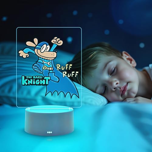 Image of Officially Licensed Dog Man Night Light - The Bark Knight LED Glow Light with Removable 7 Colors Base, Kids Bedroom Decor Bedside Lamp, Night Light for Kids, Christmas Birthday Gifts for Boys & Girls