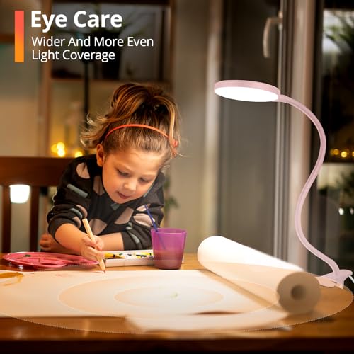Image of iFalarila 97 LED Desk Lamp with Night Light Clip Lamp with 1 Hour Timer and USB Charger, Reading Lamp with 5M Remote Control for Book /Work /Bed /Table