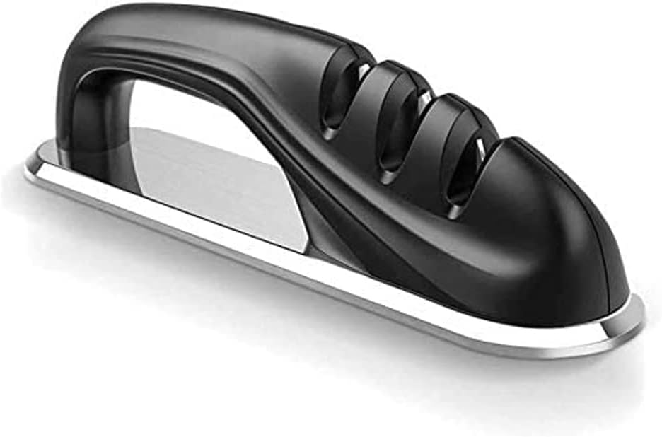 Afilador de cuchillos, afilador de cuchillos de calidad para cuchillos rectos y dentados, acero inoxidable de cerámica y tungsteno, afilado manual