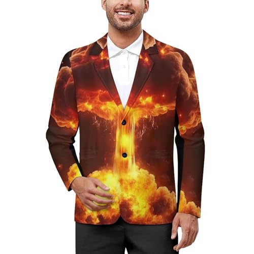 Nuclear Bomb Blast Mushroom Cloud Men's Blazer Printed Button Suit Jacket Slim Sport Coat Blazers