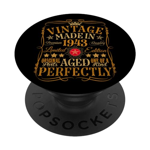Decoraciones vintage de 81 cumpleaños vintage 1943 81 cumpleaños PopSockets PopGrip Intercambiable