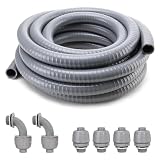 DWALE Liquid-Tight Conduit and Connector Kit,Flexible Non Metallic Liquid Tight Electrical Conduit,1-1/4inch100ft Electrical Conduit Kit,with4 Straight and2 Angle Fittings Included,1-1.4 in. Dia