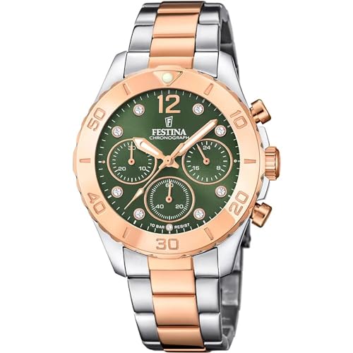Montre femme Festina F20605/2 chronographe argentée en acier avec verre minéral