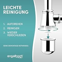 Engelbach® Siphon Waschbecken mit Reinigungsöffnung - Universal Tassensiphon 1 1/4 - Abflussrohr, Flaschensiphon, Syphon inkl. Gummimanschette und Anleitung – Ansicht 5