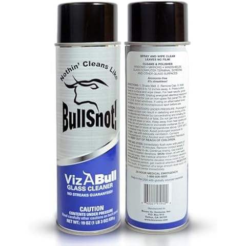 BullSnot! Glass Cleaner Foam Spray, Streak-Free for Car Windshield, Mirror, Window Cleaning - Heavy Duty for Auto Exterior - Ammonia-Free, No Drip, Quick Dry - 19 Fl Oz, 1 Can Cover