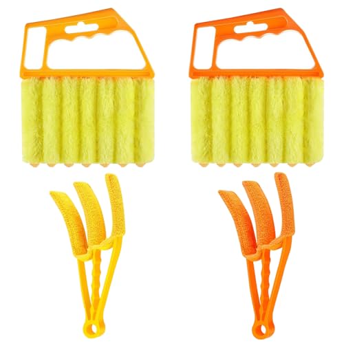 Image of 4Pcs Window Venetian Blind Cleaner Duster Tool,Venetian Washable Mini Handheld Brush,7 Fingers Dusting Clean and Air-Vent Cleaner for Wood Blinds,Air Conditioner Vents,Fans-Vents